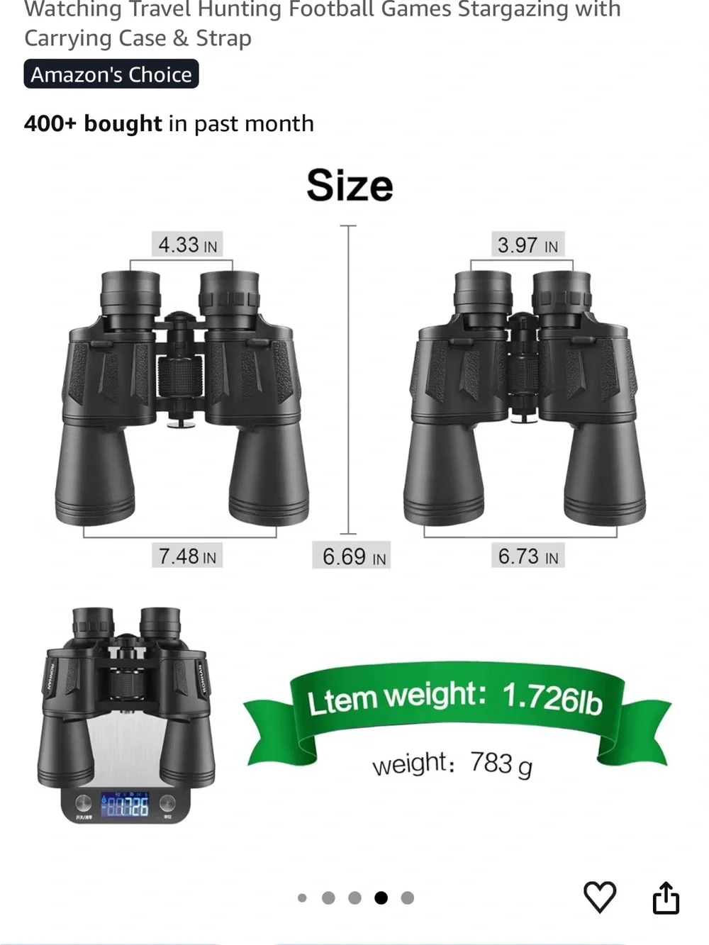 HD Professional/Daily Waterproof 20x50 Binoculars